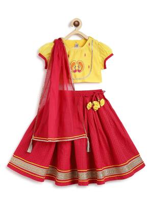 Pink embroidered chanderi silk  lehenga 1