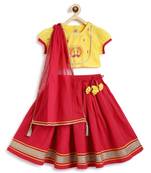 Pink embroidered chanderi silk  lehenga