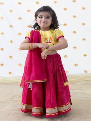 Pink embroidered chanderi silk  lehenga 2
