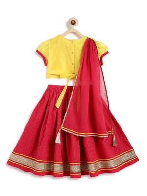 Pink embroidered chanderi silk  lehenga 3