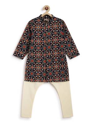 Blue printed cotton  kurta pyjama 1