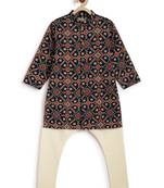 Blue printed cotton  kurta pyjama