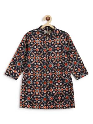 Blue printed cotton  kurta pyjama 4
