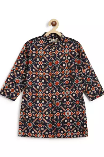 Blue printed cotton  kurta pyjama