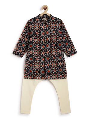 Blue printed cotton  kurta pyjama 5