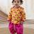 Yellow printed cotton  kurta pyjama