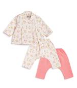 White printed cotton  kurta pyjama