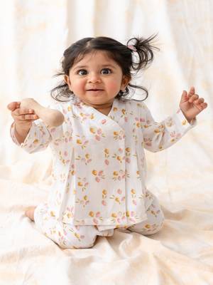 White printed cotton  kurta pyjama 2