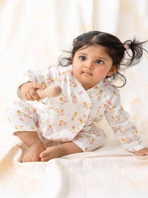 White printed cotton  kurta pyjama 3