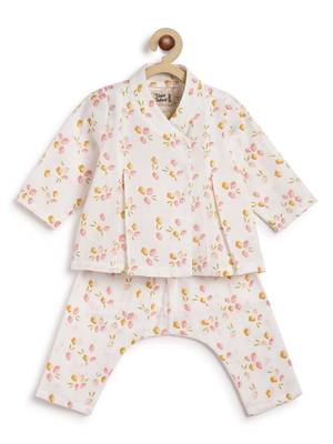 White printed cotton  kurta pyjama 4