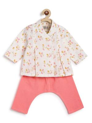 White printed cotton  kurta pyjama 5