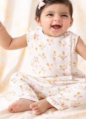 White printed cotton  kurta pyjama 2