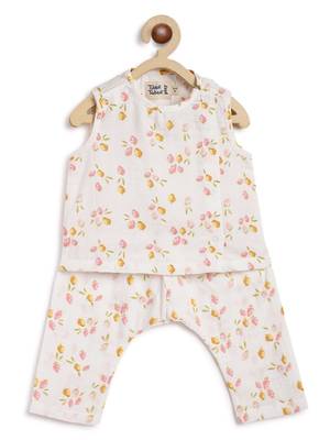 White printed cotton  kurta pyjama 5