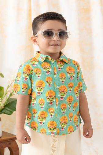 Green printed cotton  shirt