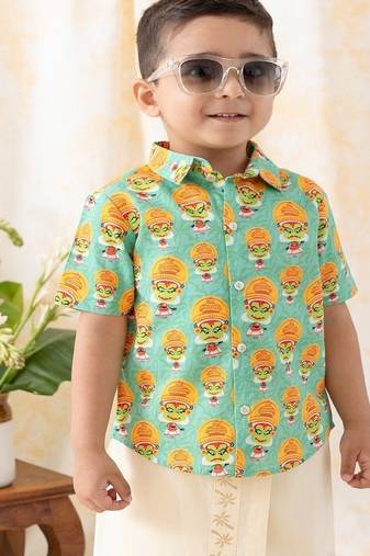 Green printed cotton  shirt