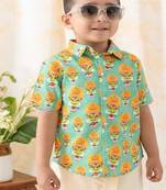 Green printed cotton  shirt