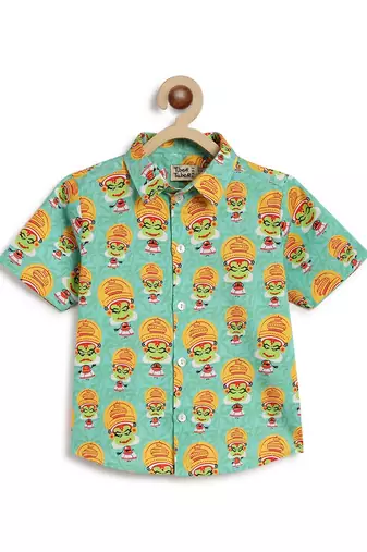 Green printed cotton  shirt