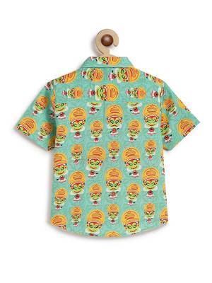 Green printed cotton  shirt 3