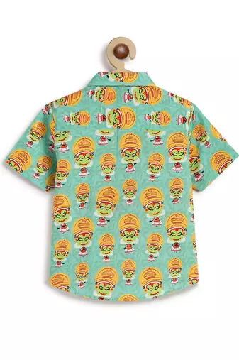 Green printed cotton  shirt