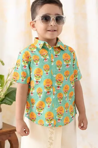Green printed cotton  shirt