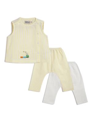 Yellow embroidered cotton  kurta pyjama 2