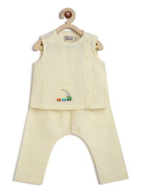 Yellow embroidered cotton  kurta pyjama 3