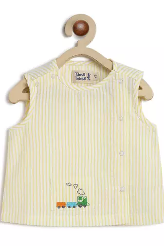 Yellow embroidered cotton  kurta pyjama