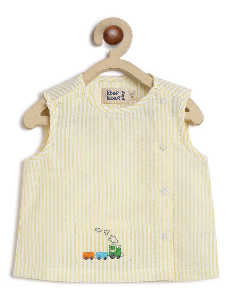 Yellow embroidered cotton  kurta pyjama