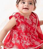 Red printed cotton Kurta set