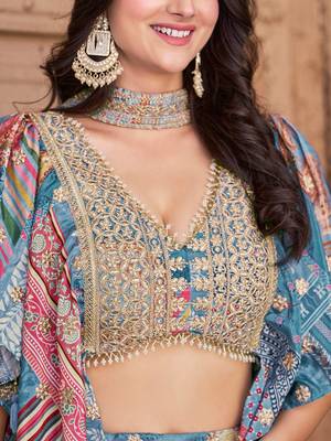 sky blue dori embroidered chinon lehenga set choli with dupatta with dupatta 7
