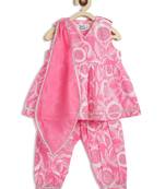 Pink printed cotton Kurta set