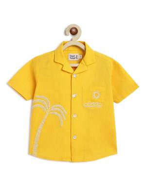 Yellow embroidered cotton  shirt 2