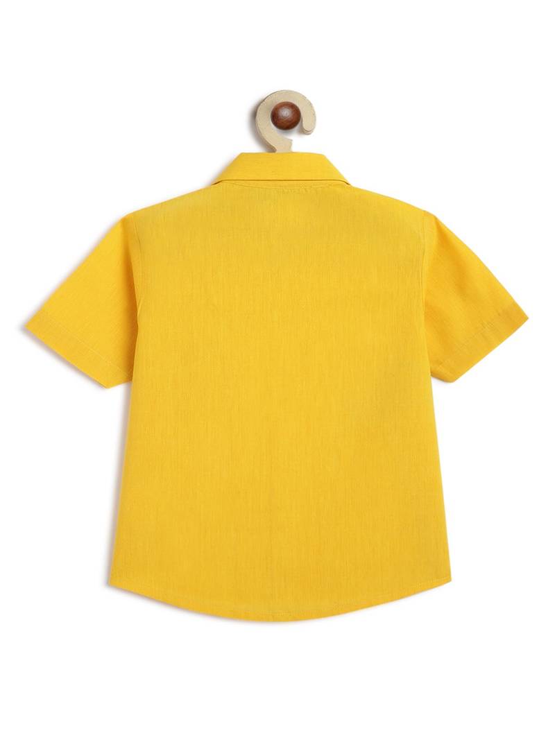 Yellow embroidered cotton  shirt