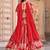 red chinon digital printed wedding lehenga choli
