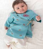 Blue embroidered cotton  kurta pyjama