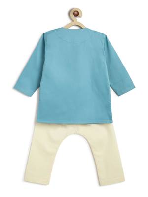 Blue embroidered cotton  kurta pyjama 3
