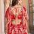 red chinon digital printed wedding lehenga choli