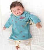 Blue embroidered cotton  kurta pyjama