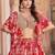 red chinon digital printed wedding lehenga choli