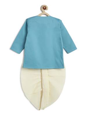 Blue embroidered cotton  kurta pyjama 3
