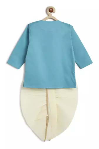 Blue embroidered cotton  kurta pyjama