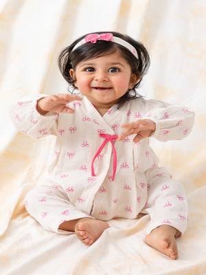 White printed cotton  kurta pyjama 2