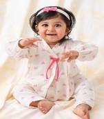 White printed cotton  kurta pyjama