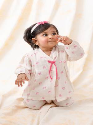White printed cotton  kurta pyjama 3