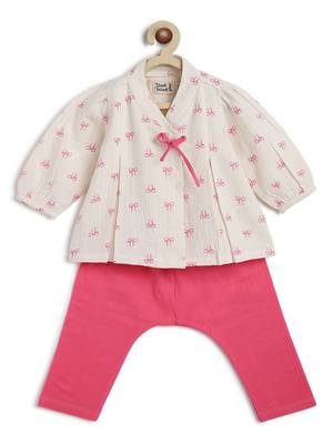 White printed cotton  kurta pyjama 1