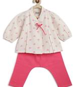 White printed cotton  kurta pyjama