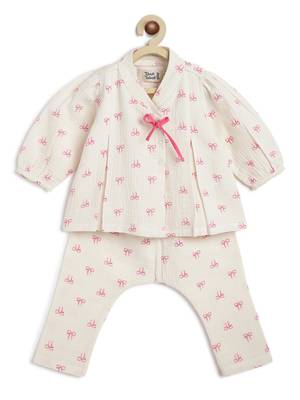 White printed cotton  kurta pyjama 4