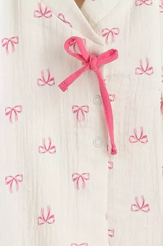 White printed cotton  kurta pyjama