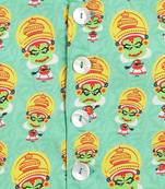 Green printed cotton  nehru jacket