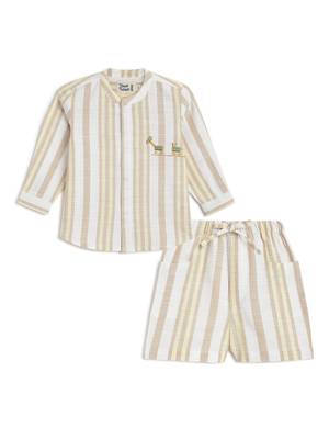 Beige Plain cotton co ord set 1